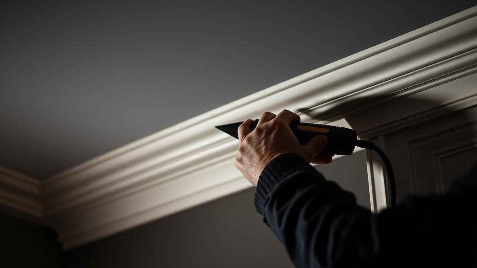 Contractor-grade interior repair work — precision crown molding installation by Panthera Construction, Bakersfield